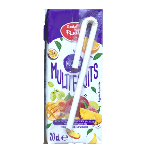 Nectar multifruits 20cl avec paille papier (Bte : 30pcs)