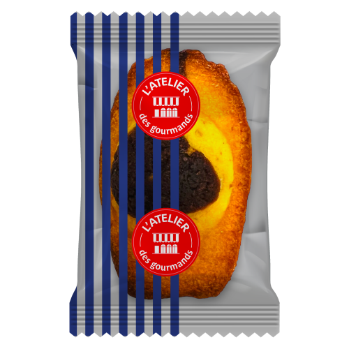 Madeleine marbrée chocolat sachet fraîcheur 1pc 19grs (Bte : 200pcs)