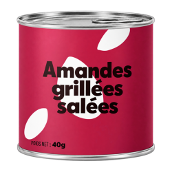 Amandes grillées salées -  mini can alu 40g (Bte : 48pcs)