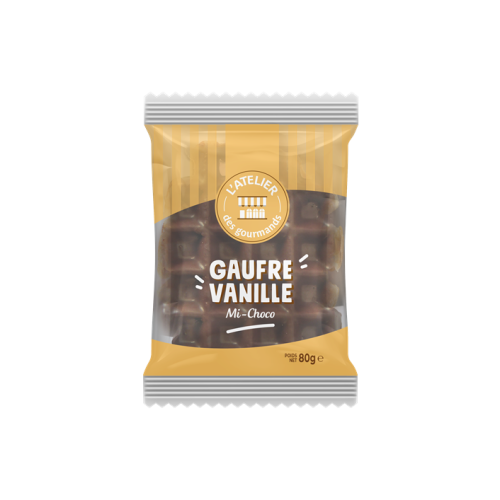 Grande gaufre au lait vanille mi-choco x1 80g (Bte : 30pcs)