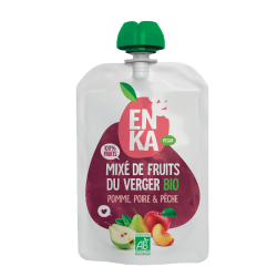 Mixé du verger pomme poire pêches BIO - Gourde de 90grs(Bte : 20pcs)