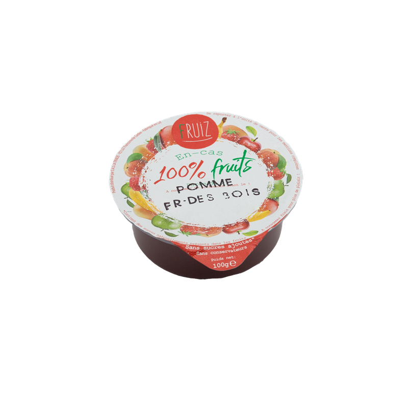 Dessert de fruits pommes/4 f. bois sans sucre ajoutés 100grs (Bte : 60pcs)