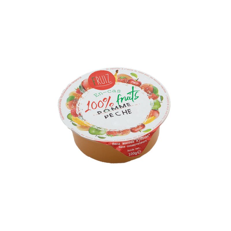 Cup Dessert de fruits pommes /peches sans sucre ajoutés 100grs (Bte : 60pcs) Cup Dessert de fruits pommes /peches sans sucre ajoutés 100grs (Bte : 60pcs)
