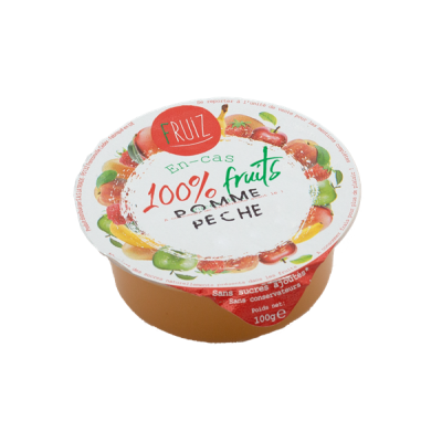 Cup Dessert de fruits pommes /peches sans sucre ajoutés 100grs (Bte : 60pcs)
