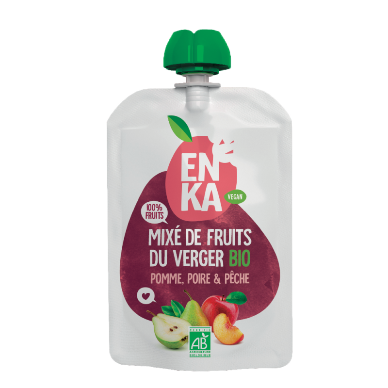 Gourde mixé du verger pomme poire péches BIO 90gr (Box PAV : 10pcs)