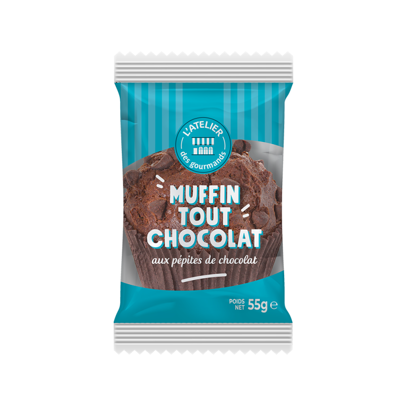 Muffin chocolat & pépites sachet fraîcheur 1pc 55grs (Bte : 40pcs) Muffin chocolat & pépites sachet fraîcheur 1pc 55grs (Bte : 40pcs)