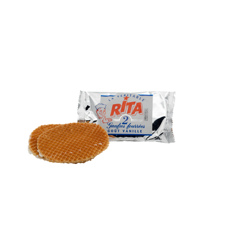 Gaufre Rita vanille (2x30g)x5 (Bte : 100pcs) Gaufre Rita vanille (2x30g)x5 (Bte : 100pcs)