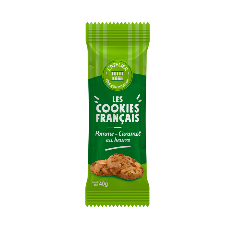 Cookies Français beurre pomme caramel sachet fraîcheur 2pc 40grs (Bte : 80pcs) Cookies Français beurre pomme caramel sachet fraîcheur 2pc 40grs (Bte : 80pcs)