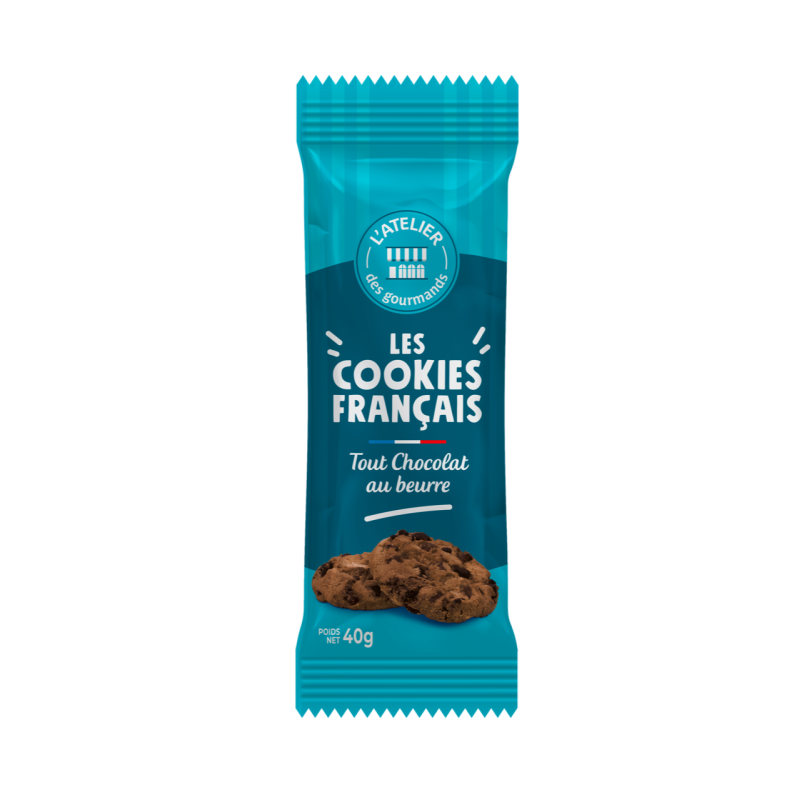 Cookies Français beurre tout chocolat sachet fraîcheur 2pc 40grs (Bte : 80pcs) Cookies Français beurre tout chocolat sachet fraîcheur 2pc 40grs (Bte : 80pcs)