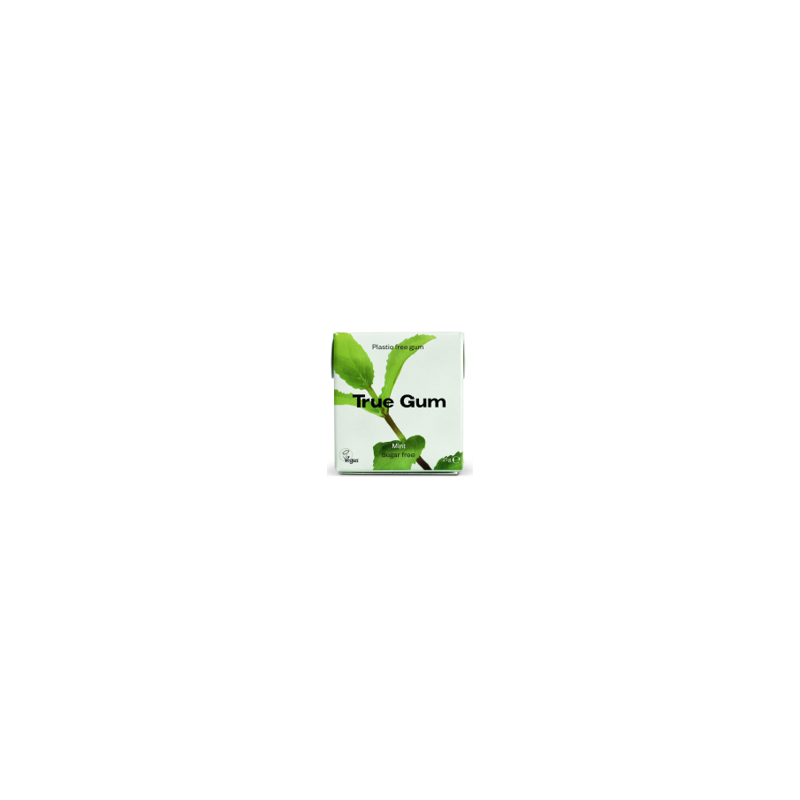 Chewing gum naturel O% plastique True Gum menthe verte 21g (bte:24pcs) Chewing gum naturel O% plastique True Gum menthe verte 21g (bte:24pcs)