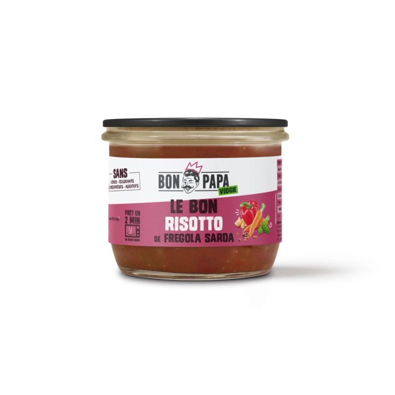 Bocal à réchauffer LE BON RISOTTO VEGETARIEN FREGOLA SARDA 300g (bte: 6 pcs) Bocal à réchauffer LE BON RISOTTO VEGETARIEN FREGOLA SARDA 300g (bte: 6 pcs)