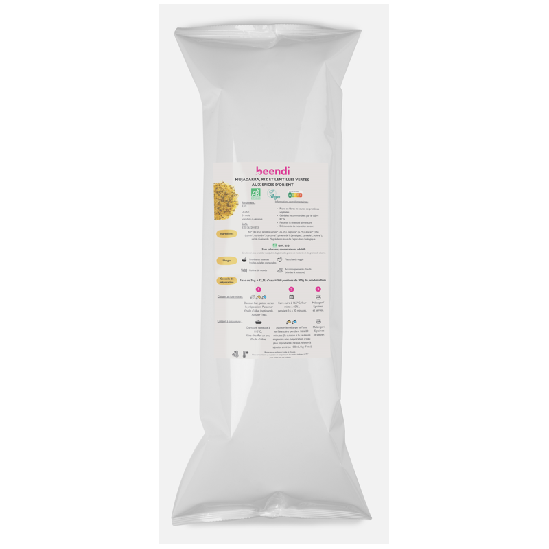 Mujadarra riz et lentilles vertes aux épices d'Orient BIO 5kg Mujadarra riz et lentilles vertes aux épices d'Orient BIO 5kg
