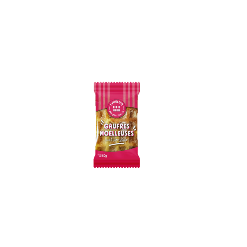 Gaufres moelleuses au sucre glacé 50g (sachet fraîcheur de 2pcs) - colis 30pcs