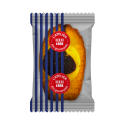 Madeleine amande marbrée chocolat sachet fraîcheur 1pc 19grs (Bte : 200pcs)