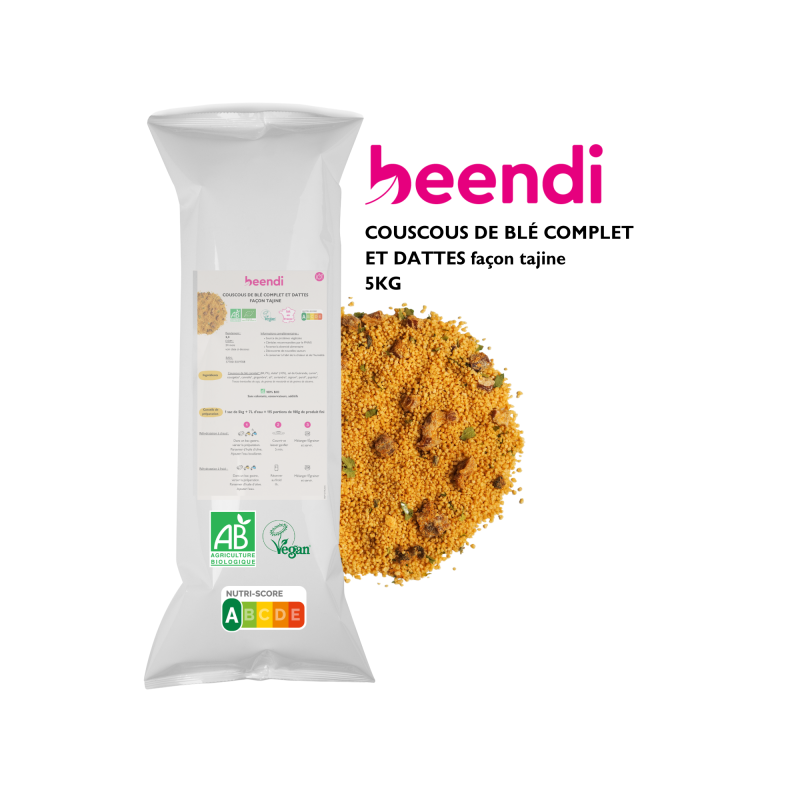 Couscous de blé complet et dattes façon tajine BIO sac de 5kg Couscous de blé complet et dattes façon tajine BIO sac de 5kg