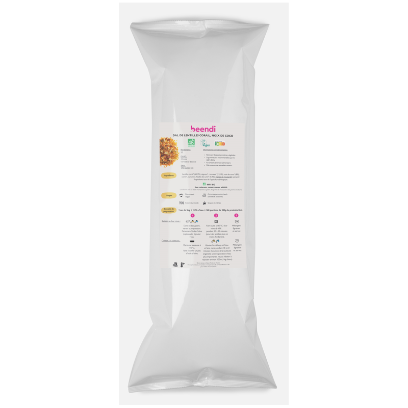 Dal de lentilles corail à la noix de coco BIO 5kg