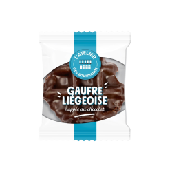 Gaufre liégeoise nappée chocolat  1pc 60grs-pack de 10 (Bte : 8x10pcs)