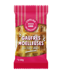 Gaufres moelleuses au sucre glacé 50g (sachet fraîcheur de 2pcs) - colis 30pcs