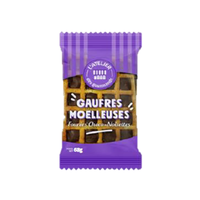 Gaufres moelleuses choco-noisettes (sachet fraîcheur de 2pcs) 68g - colis 24pcs