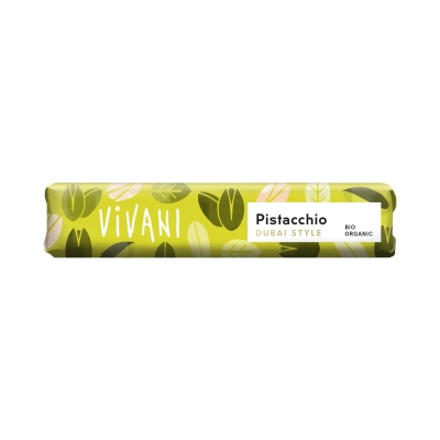 Barre de chocolat lait fourrage pistache  BIO 40g VIVANI (Bte de 18 pcs)