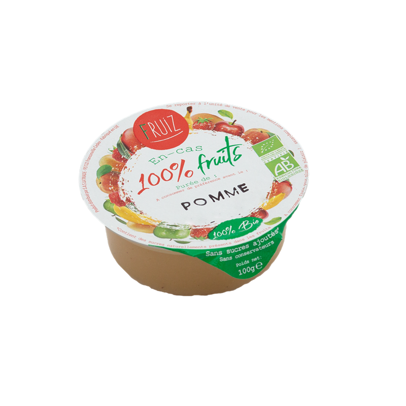 Cup Dessert de fruits pommes golden bio sans sucres ajoutés 100grs (Bte : 60pcs)