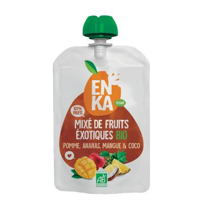 Gourde Mixé Exotique Pomme-Ananas-Mangue-Coco BIO 90g (Bte : 20pcs)