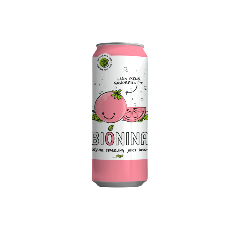 BIONINA – Limonade pétillante BIO Pink Pamplemous 33cl  (Bte: 24 unités)