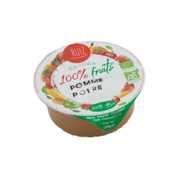 Cup Dessert de fruits pommes/ poire bio sans sucres ajoutés 100grs (Bte : 60pcs)