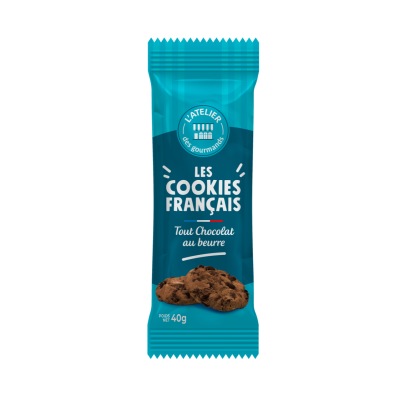 Cookies Français  beurre tout chocolat sachet fraîcheur 2pc 40grs (Bte : 80pcs)