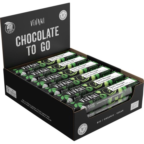 Barre de chocolat noir au Nougat croustillant BIO 35g VIVANI (Bte de 18 pcs)