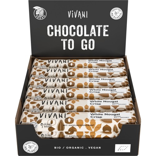 Barre de chocolat blanc Nougat croustillant BIO 35g VIVANI (Bte de 18 pcs)