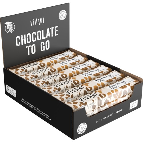 Barre de chocolat blanc Nougat croustillant BIO 35g VIVANI (Bte de 18 pcs)