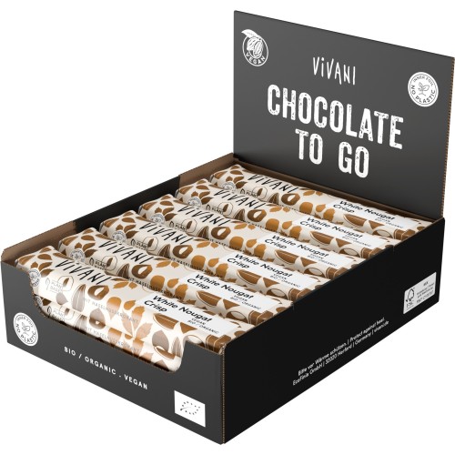 Barre de chocolat blanc Nougat croustillant BIO 35g VIVANI (Bte de 18 pcs)
