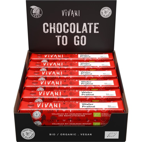 Barre de chocolat Lait praliné et éclats de gaufrettes 40g (Bte de 18 pcs)