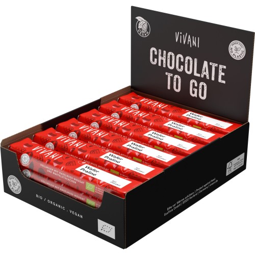 Barre de chocolat Lait praliné et éclats de gaufrettes 40g (Bte de 18 pcs)