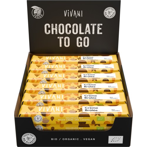 Barre de chocolat Lait saveur crème brulée 40g (Bte de 18 pcs)