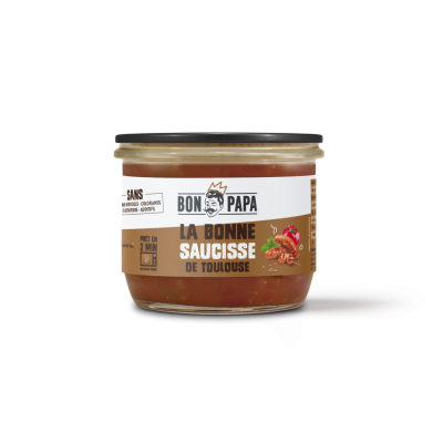 Bocal à réchauffer LA BONNE SAUCISSE DE TOULOUSE LENTILLES  300g (bte: 6 pcs)