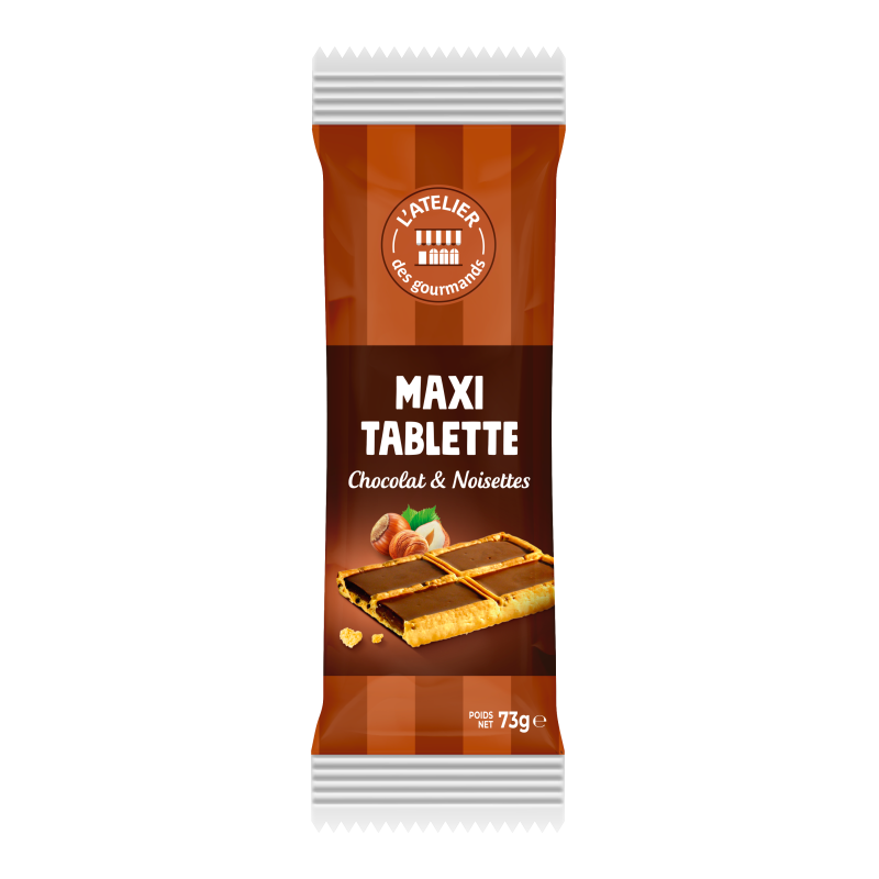 Maxi tablette biscuit chocolat noisettes - sachet fraicheur indv 73g (Bte : 20p)