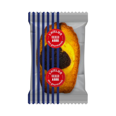 Madeleine marbrée chocolat sachet fraîcheur 1pc 19grs (Bte : 200pcs)