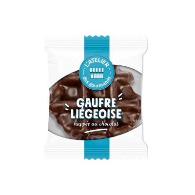 Gaufre liégeoise sucrér nappée chocolat  1pc 60grs (Bte : 8x10pcs)