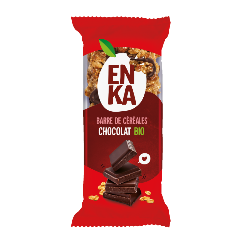 Barre de céréales chocolat BIO - sachet fraîcheur 1pc 21grs (Bte : 200pcs)