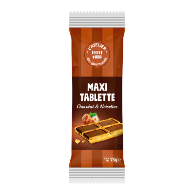 Maxi tablette biscuit chocolat noisettes - sachet fraicheur indv 73g (Bte : 20p)