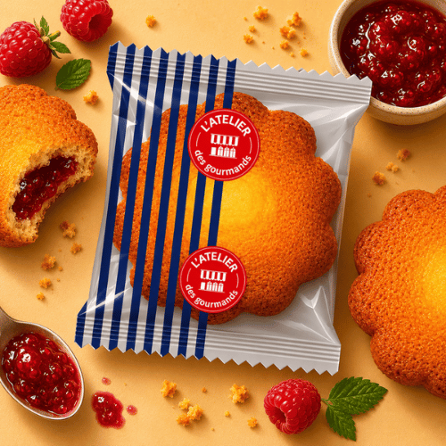 Fleur moelleuse beurre fourrée framboise sachet fraîcheur 1pc 37g (Bte : 100pcs)