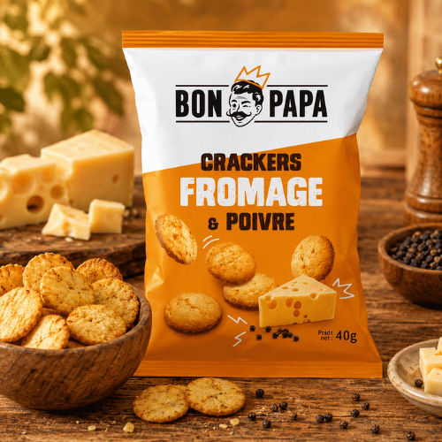 Crakers saveur fromage et poivre  40g  (Bte : 50 pcs)