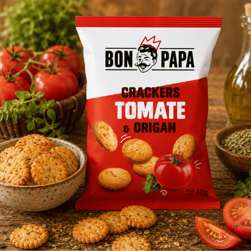 Crakers saveur tomate et origan  40g  (Bte : 50 pcs)