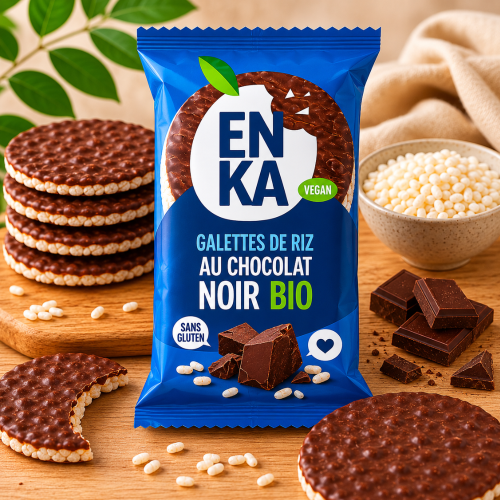 Galettes de riz chocolat noir BIO 22g  (Bte : 20pcs)