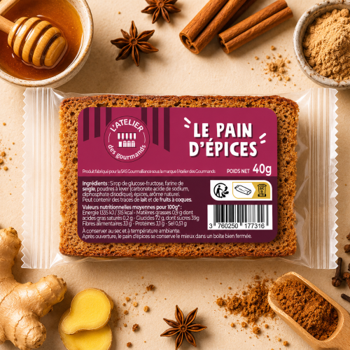 Pain d'épices sachet fraîcheur 2pcs 40grs (Bte : 108pcs)