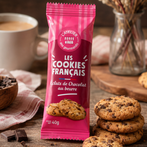 Cookies Français beurre pepites choco sachet fraîcheur 2pc 40grs (Bte : 80pcs)