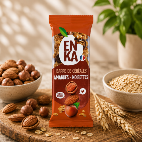Barre de céréales noisettes & amandes - sachet fraîcheur 1pc 21grs (Bte 160pcs)
