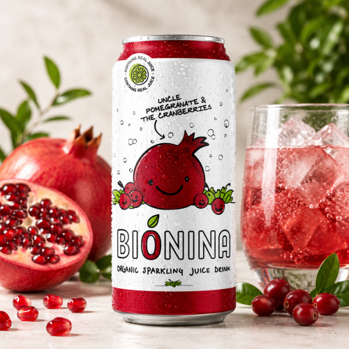 BIONINA – Limonade pétillante BIO grenade et canneberge  33cl  (Bte: 12 unités)